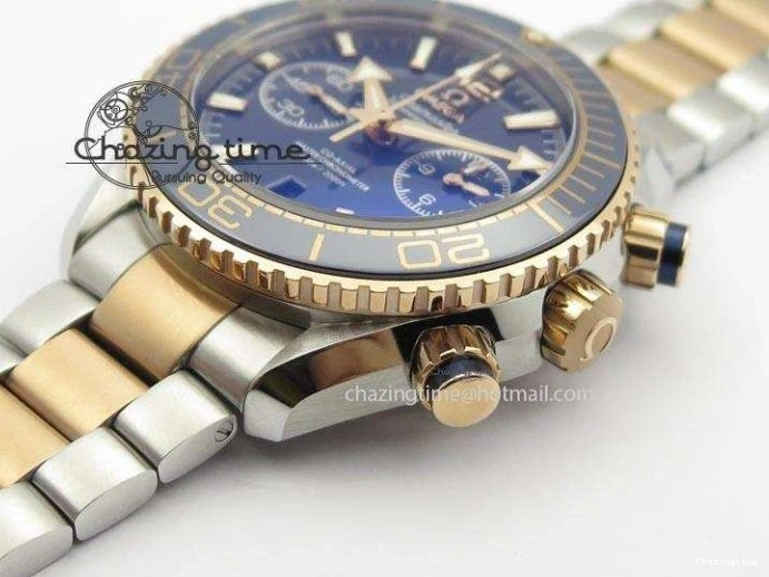 1224 FlexibleFit Seamaster Professional Chrono SS RG Blue Ceramic Blue Dial On SS RG Bracelet A 8211